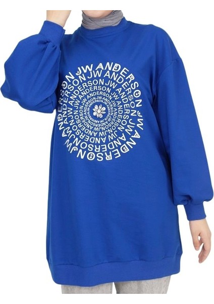71143 2 Ip Kumaş Nakış Yazı Ve Taş Detaylı Sweatshirt