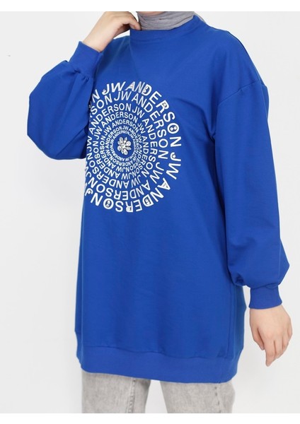 71143 2 Ip Kumaş Nakış Yazı Ve Taş Detaylı Sweatshirt