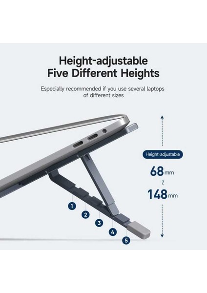 5 Kademeli Yükseklik Ayarlı Katlanabilir Masaüstü Alüminyum Telefon, Tablet ve Laptop Standı fiyatları