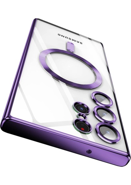 Samsun Galaxy S22 Ultra Kılıf Kamera Lens Korumalı Renkli Magsafe Şeffaf Kapak