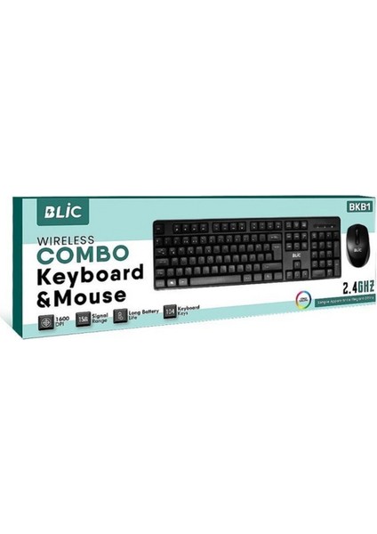 Combo Wireless Q Klavye Mouse Seti Bkb-1