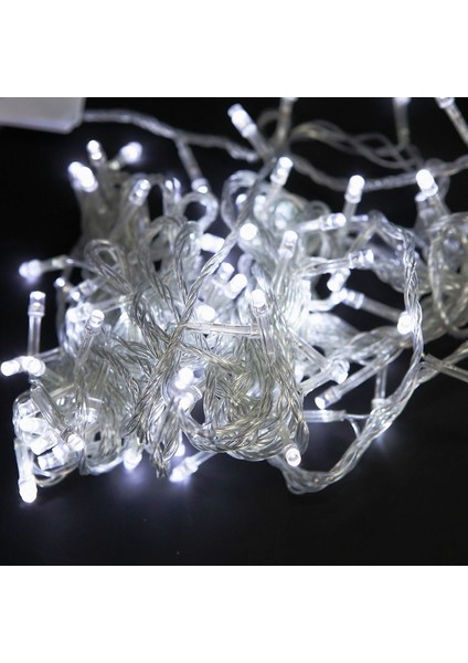 Yılbaşı Dekor Işıkları 10 Metre 100 LED Beyaz LED Işık Beyaz Ip LED Işık Modlu 220 Volt Fişli Model