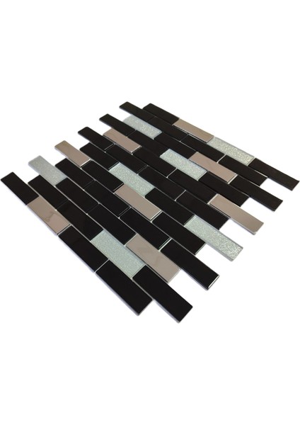 Mutfak Tezgah Arası ve İç Dekorasyonda Tüm Yüzeyler İçin Kristal Cam Mozaik. Cam Ölçüsü: 23X73X4 Mm. File Ölçüsü: 30X30 Cm. ( 1 Koli = 11 File Karo = 1 m2 fiyatıdır )