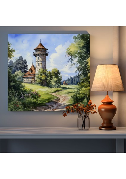 Pitoresk Yeşil Manzara Kız Kulesi Kanvas Tablo - Kız Kulesi, Kız Kulesi, Ev Dekorasyonu, Kanvas Tablo, 30X30