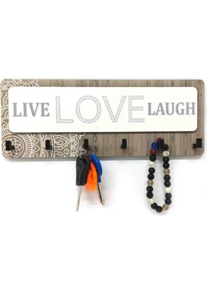 Kahverengi Desenli Live Love Lough Yazılı Anahtarlık Süs fiyatları