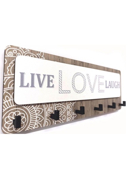 Kahverengi Desenli Live Love Lough Yazılı Anahtarlık Süs modelleri