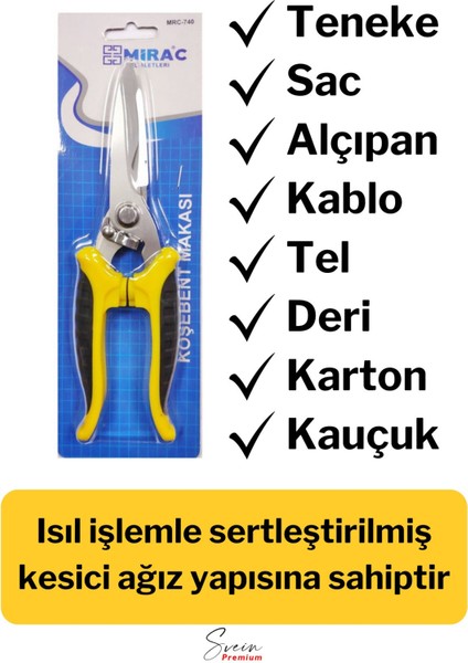 Çok Amaçlı Keskin Uçlu Paslanmaz Çelik Ağızlı Yaylı Teneke Köşebent Makası Alçıpan Makas 20 cm