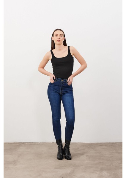 Kadın Holly Dirty Dark Blue Ekstra Yüksek Bel Skinny Jean Pantolon