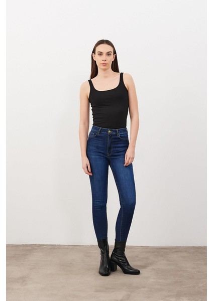 Kadın Holly Dirty Dark Blue Ekstra Yüksek Bel Skinny Jean Pantolon fiyatları