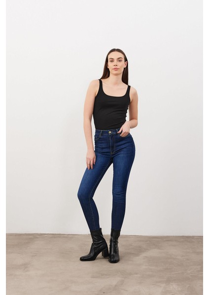 Kadın Holly Dirty Dark Blue Ekstra Yüksek Bel Skinny Jean Pantolon fırsatları