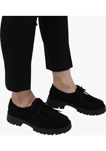 78-02-75002 Kadın Nubuk Deri Siyah Loafer