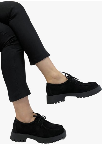 78-02-75002 Kadın Nubuk Deri Siyah Loafer