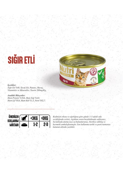 85GR Sığır Etli 12ADET Yaş Kedi Maması