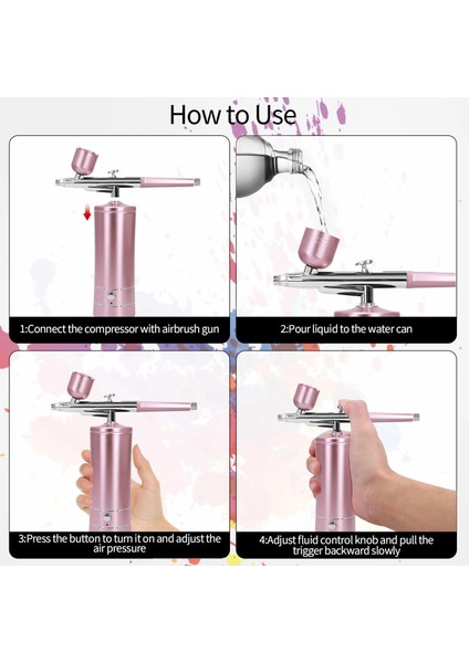 Kompresör İle Airbrush Tırnak Çivi Için Taşınabilir Airbrush Dövme Makyaj Boya Elektrikli Hava Püskürtme Tabancası Oksijen Enjektör Kiti fırsatları