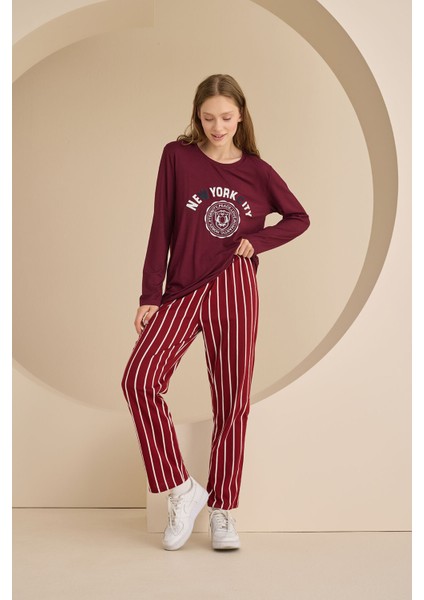 Nbb Bordo New York City Pijama Takımı