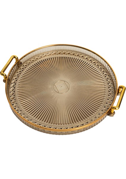 Vanity Tabağı Kahvaltı Tepsisi Nordic Dekoratif Tepsi Yuvarlak Servis Tepsisi Kahverengi (Yurt Dışından)