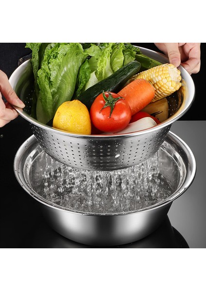 Paslanmaz Çelik Havza Ince Örgü Sepet Salata Kasesi Pirinç Yeni 28CM (Yurt Dışından) fırsatları