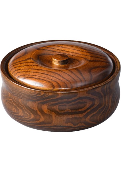Kapaklı Ahşap Kase Masif Ahşap Ahşap Ramen Kase 20CMX7.5CM (Yurt Dışından)