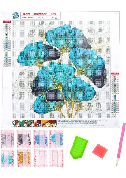 Ginkgo Yaprağı Elmas Boyama Diy Dekoratif Boyama-30*30 (Yurt Dışından) modelleri