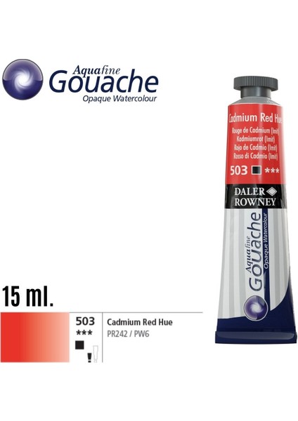 Daler Rowney Aquafine Guaj Boya Tüp 15ML 503 Cadmium Red Hue