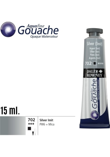 Daler Rowney Aquafine Guaj Boya Tüp 15ML 702 Silver