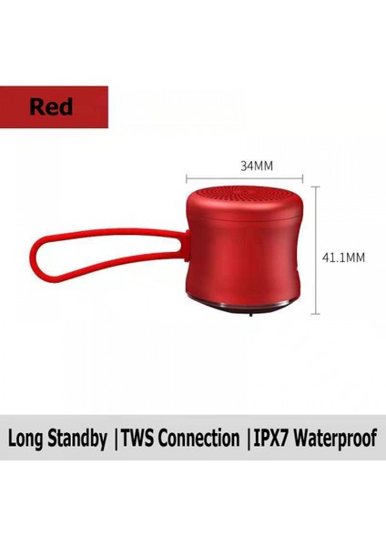Taşınabilir Kablosuz Bluetooth Hoparlör Tws Ipx7 Su Geçirmez Ultra Mini Bluetooth Hoparlör Kırmızı Küçük Hoparlör Kutusu Metal Gövde (Yurt Dışından)