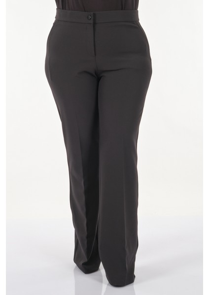 Büyük Beden Bol Paça Siyah Kadın Pantolon 23202067