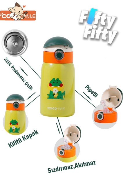Cocosmile Özel Kutulu Kılıflı 470 ml Pipetli Çelik Termos -Boyun Askılı- 4 Farklı Model Cskılıflı indirimleri