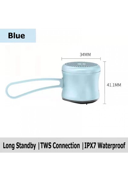 Taşınabilir Kablosuz Bluetooth Hoparlör Tws Ipx7 Su Geçirmez Ultra Mini Bluetooth Hoparlör Mavi Küçük Hoparlör Kutusu Metal Gövde (Yurt Dışından)