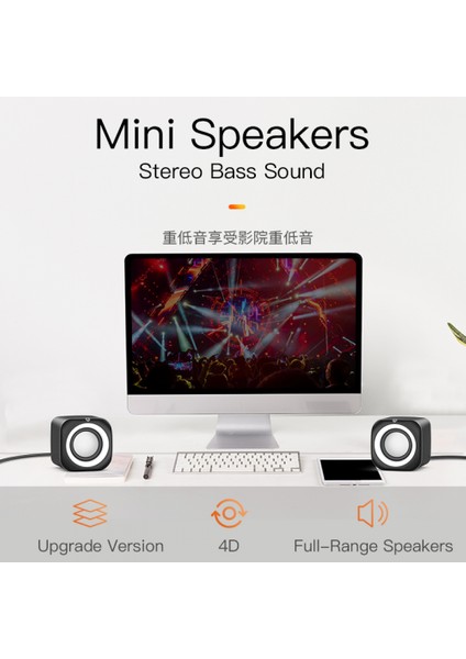 4d Şok Ses Mini Hoparlör, Yüksek Hacimli Kablolu Hoparlör Subwoofer Çift Hoparlör Dualshock Film Ev Dizüstü Masaüstü Bilgisayar Hoparlörü (Yurt Dışından) modelleri