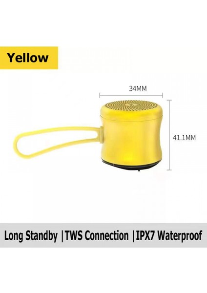 Taşınabilir Kablosuz Bluetooth Hoparlör Tws Ipx7 Su Geçirmez Ultra Mini Bluetooth Hoparlör Sarı Küçük Hoparlör Kutusu Metal Gövde (Yurt Dışından)