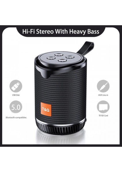 Siyah Mini Taşınabilir Bluetooth Uyumlu Hoparlör, Radyo Tf Aux USB Hoparlörler Subwoofer Müzik (Yurt Dışından)