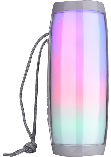 Kablosuz Hoparlör Bluetooth Uyumlu Hoparlör Gri Taşınabilir Hoparlör LED Işıklı Güçlü Yüksek Dış Mekan Bas Tf Fm Radyo (Yurt Dışından)