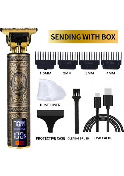 Profesyonel Saç Kesme Makinesi Tıraş Makinesi Giyotin Akülü Sakal Elektrikli Erkekler (Yurt Dışından)