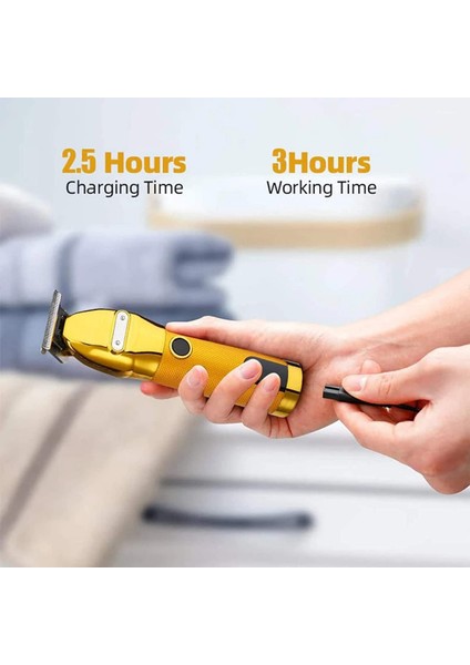 Profesyonel Saç Kesme Makinesi Erkek T-Blade Harici Edger Elektrikli Saç Sıfır Boşluk Düzeltici Akülü Saç Kesme Makinesi LCD Ekran USB Şarj Edilebilir Saç Kesme Makinesi (Yurt Dışından)