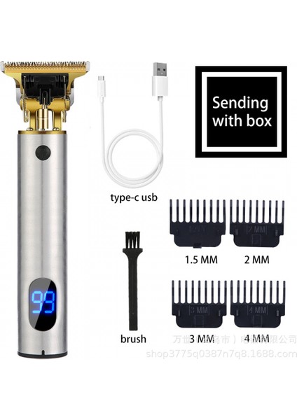 Profesyonel Saç Kesme Makinesi Erkek T-Blade Harici Edger Elektrikli Saç Sıfır Boşluk Düzeltici Akülü Saç Kesme Makinesi LCD Ekran USB Şarj Edilebilir Saç Kesme Makinesi (Yurt Dışından)