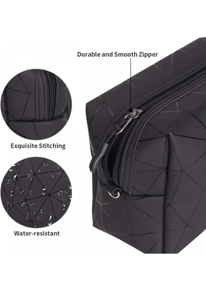 Makyaj Çantası, Su Geçirmez Pu Seyahat Tuvalet Çantası Büyük Kapasiteli Kozmetik Çantası Kılıfı Kadın Kızlar Için Kullanışlı Organizatör (Siyah) (Yurt Dışından) fiyatları