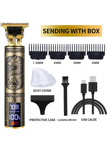 Profesyonel Saç Kesme Makinesi Tıraş Makinesi Giyotin Akülü Sakal Elektrikli Erkekler (Yurt Dışından)