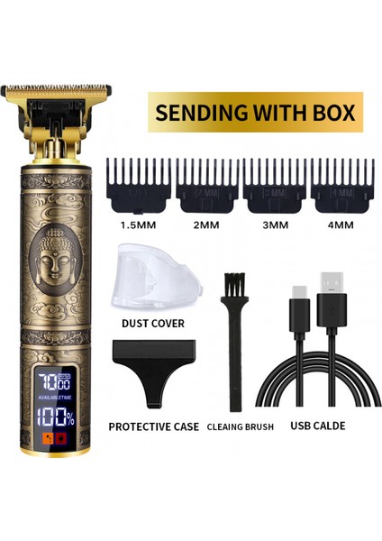 Profesyonel Saç Kesme Makinesi Tıraş Makinesi Giyotin Akülü Sakal Elektrikli Erkekler (Yurt Dışından)