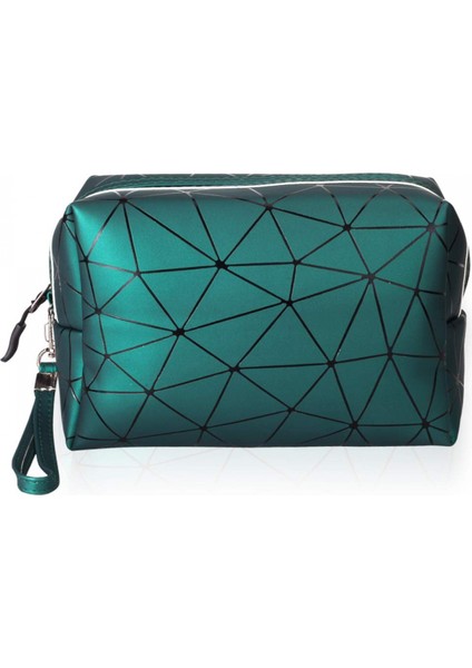 Makyaj Çantası, Su Geçirmez Pu Seyahat Tuvalet Çantası Büyük Kapasiteli Kozmetik Çantası Kılıfı Kadın Kızlar Için Kullanışlı Organizatör (Yeşil) (Yurt Dışından)
