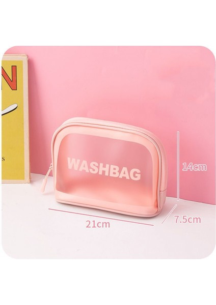 Pembe Küçük Pvc Su Geçirmez Yıkama Çantası Kore Versiyonu Seyahat Büyük Kapasiteli Kozmetik Çantası Taşınabilir Sevimli Taşınabilir Saklama Çantası (Yurt Dışından)