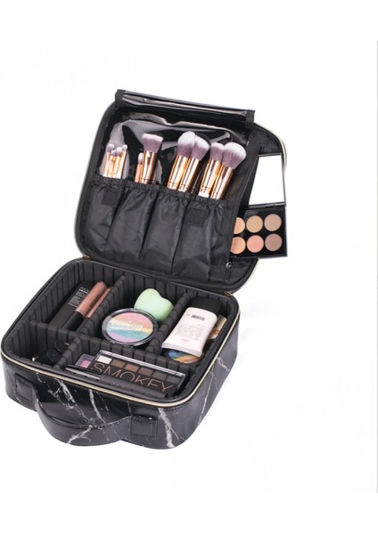 Seyahat Makyaj Çantası Profesyonel Kozmetik Tren Çantaları Sanatçı Saklama Çantası Makyaj Alet Kutuları Fırçalar Bölmeli Çantalar Su Geçirmez Çıkarılabilir Makyaj Organizatörü (Yurt Dışından)
