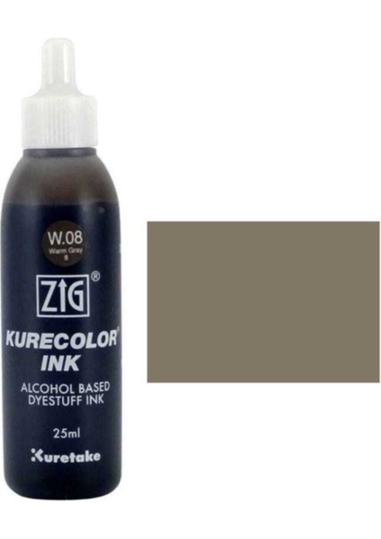 Kurecolor Ink Alkol Bazlı Mürekkep 25ML W08 Warm Gray 8