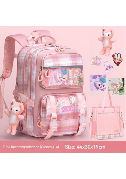 Pomeloinhg Ilkokul Okul Çantası Kafes Kızlar 13 Ila 6. Sınıf Çocuklar Omurga Koruma Ortaokul Öğrencisi Sırt Çantası 8 Parçalı Set (Yurt Dışından) modelleri