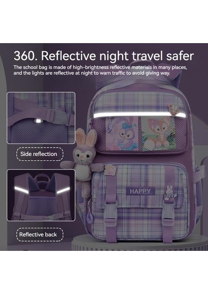 Pomeloinhg Ilkokul Okul Çantası Kafes Kızlar 13 Ila 6. Sınıf Çocuklar Omurga Koruma Ortaokul Öğrencisi Sırt Çantası 8 Parçalı Set (Yurt Dışından) fırsatları