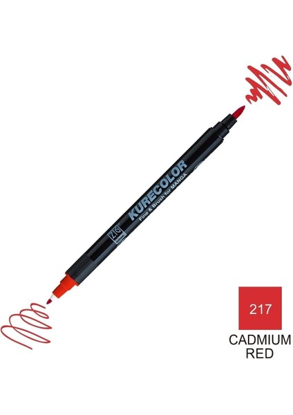 Kurecolor Mangaka Fine&brush Çift Taraflı Kalem CNKC-2200 No 217 Cadmium Red