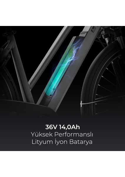 Elektrikli Bisiklet B15 | Pedelec Gri | Extra Güçlü 36V 14.0AH Aspilsan Batarya | 28"