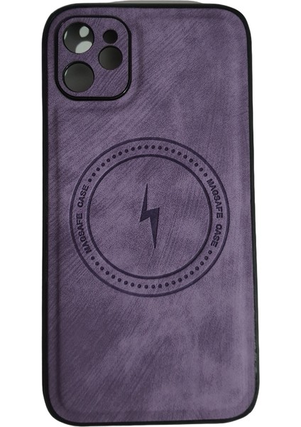 Apple iPhone 13 Pro Uyumlu Alfa Desenli Magsafe Kablosuz Şarj Özellikli Kılıf Modeli Mor