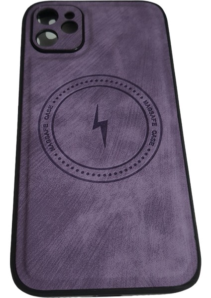 Apple iPhone 13 Pro Uyumlu Alfa Desenli Magsafe Kablosuz Şarj Özellikli Kılıf Modeli Mor