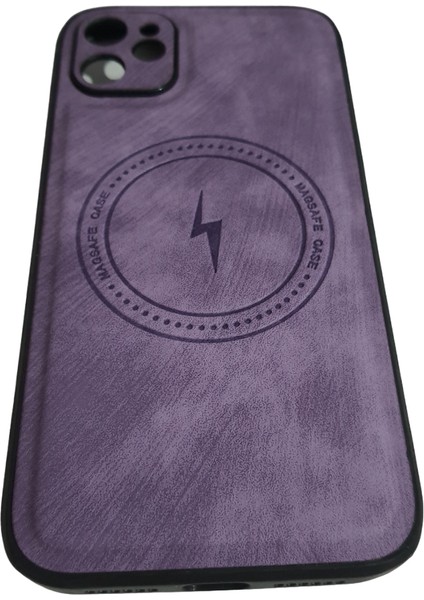 Apple iPhone 13 Pro Uyumlu Alfa Desenli Magsafe Kablosuz Şarj Özellikli Kılıf Modeli Mor